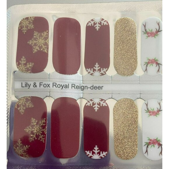 Lily & Fox Nail Polish Wraps Royal Reign-Deer & Blue Snowflake Designs Set Of 2 - Picture 3 of 6